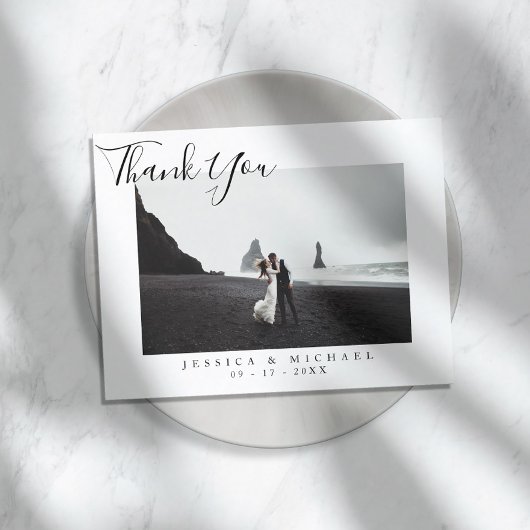 Modern legant Script Weduwfoto Hartelijk kaart