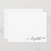 Modern legant Simple Feminine Girly Heart Script Notitiekaartje (Voorkant / Achterkant)
