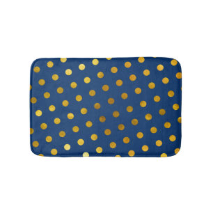 Modern legant Simple Navy Blue & Gold Polka Dots Badmat