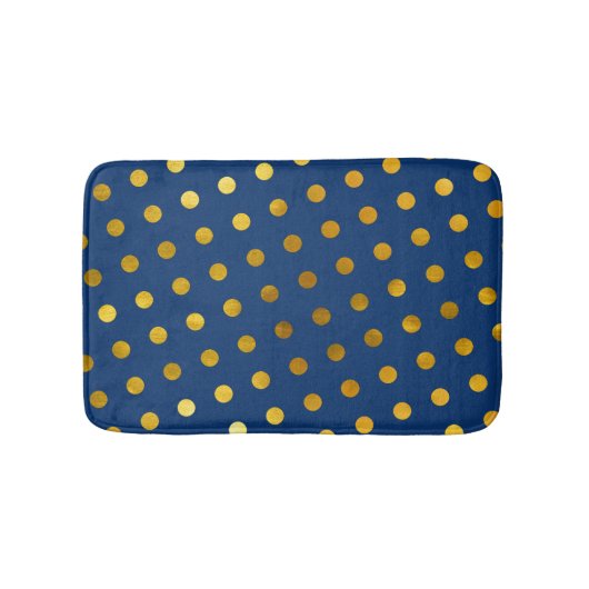 Modern legant Simple Navy Blue & Gold Polka Dots Badmat (Voorkant)