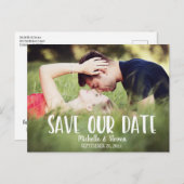 Modern legant sla onze datum op aankondigingskaart (Voorkant / Achterkant)