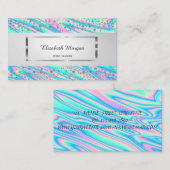 Modern legant, Stripe, Silver Confetti, Holografis Visitekaartje (Voorkant / Achterkant)