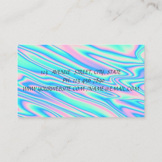 Modern legant, Stripe, Silver Confetti, Holografis Visitekaartje (Achterkant)