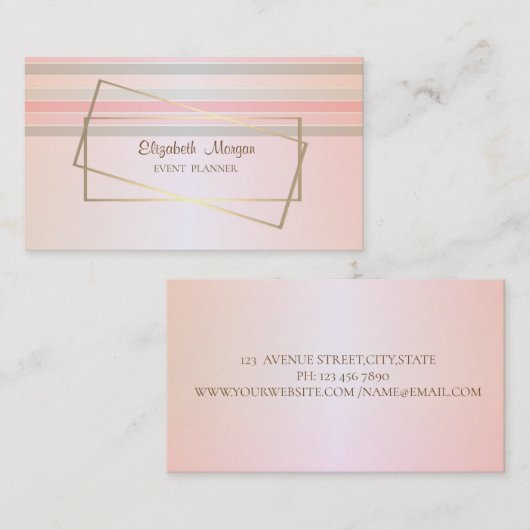 Modern legant striped, Gold Lijst Visitekaartje (Voorkant / Achterkant)