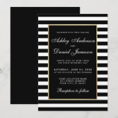 Modern legant Striped Wedding Invite BW Kaart (Voorkant / Achterkant)