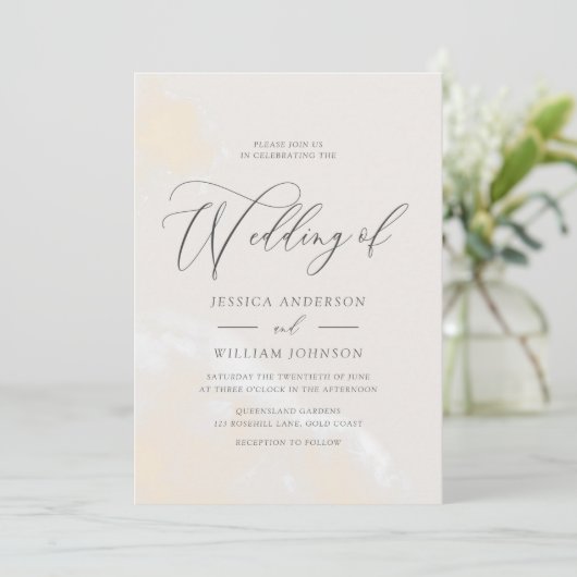 Modern legant Waterverf Script Wedding Kaart (Staand voorkant)