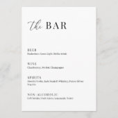 Modern legant Wedding the Bar Menu Sign (Voorkant)