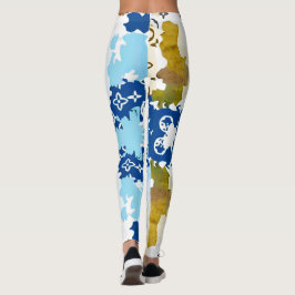 modern leggings in blue camouflage