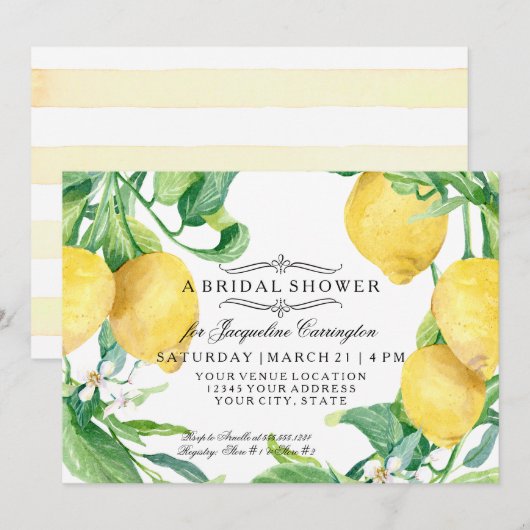 Modern Lemon Bloembloem Bloesem Vrijgezellenfeest Kaart (Voorkant / Achterkant)