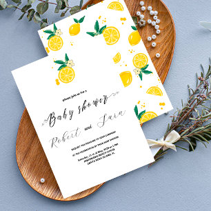 Modern Lemon bloementuin baby shower Party Kaart