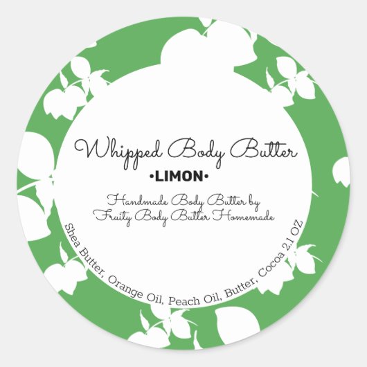 Modern Lemon Body Butter Bath Branding Packaging Ronde Sticker (Voorkant)