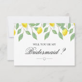 Modern Lemon Boho Summer Bridesmaid Invitation Kaart (Voorkant)