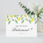 Modern Lemon Boho Summer Bridesmaid Invitation Kaart (Staand voorkant)