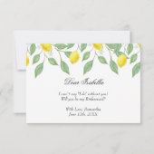 Modern Lemon Boho Summer Bridesmaid Invitation Kaart (Achterkant)