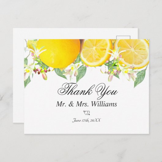 Modern Lemon Boho Summer Weddenschap Briefkaart (Voorkant / Achterkant)