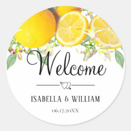 Modern Lemon Boho Summer Weddenschap Ronde Sticker