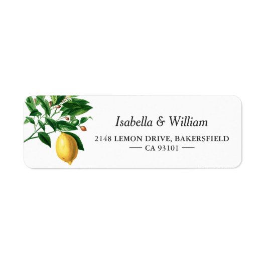 Modern Lemon Boho Summer Wedding Address Label (Voorkant)
