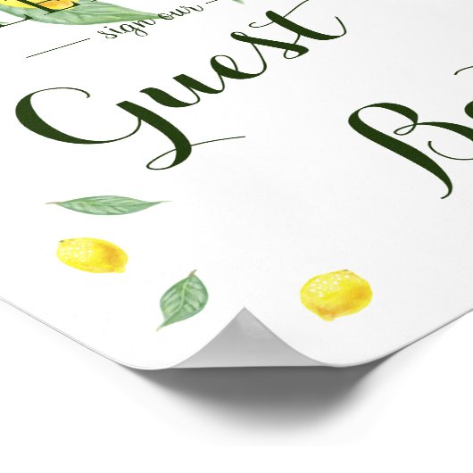 Modern Lemon Boho Summer Wedding Guestbook Poster (Hoek)