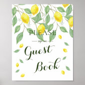 Modern Lemon Boho Summer Wedding Guestbook Poster (Voorkant)