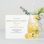 Modern Lemon Citrus Birthday Party Picnic Kaart (Staand voorkant)
