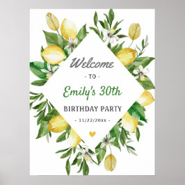 Modern Lemon Citrus Birthday Party Welkom Poster