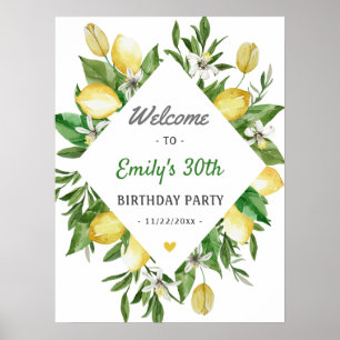 Modern Lemon Citrus Birthday Party Welkom Poster