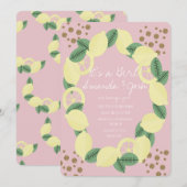 Modern Lemon Citrus Faux Glitter Stip Baby shower Kaart (Voorkant / Achterkant)