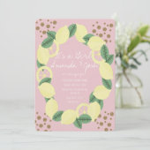 Modern Lemon Citrus Faux Glitter Stip Baby shower Kaart (Staand voorkant)