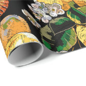 Modern Lemon Citrus Floral Butterfly Pattern Cadeaupapier (Rol Hoek)