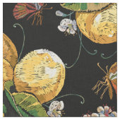 Modern Lemon Citrus Floral Butterfly Pattern Stof (Close Up)