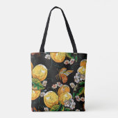 Modern Lemon Citrus Floral Butterfly Pattern Tote Bag (Achterkant)