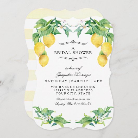 Modern Lemon Citrus Floral Elegant Bridal Shower Kaart (Voorkant / Achterkant)
