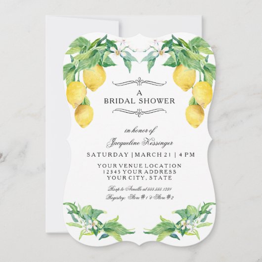 Modern Lemon Citrus Floral Elegant Bridal Shower Kaart (Voorkant)