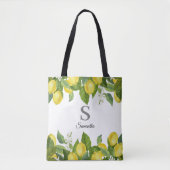 Modern Lemon Citrus Monogram Tote Bag (Voorkant)