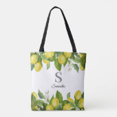 Modern Lemon Citrus Monogram Tote Bag (Achterkant)