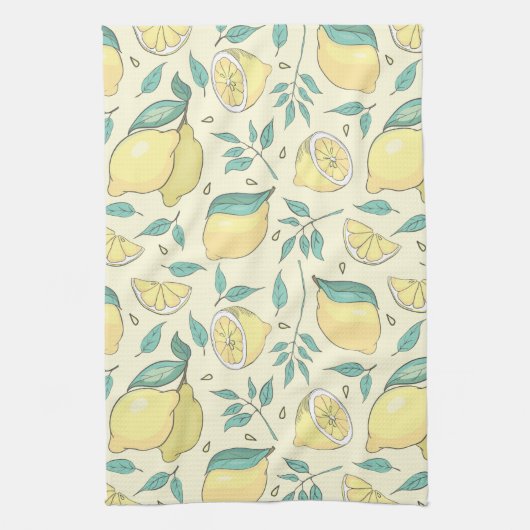 Modern Lemon Citrus Summer yellow Personalized Ap Theedoek (Verticaal)