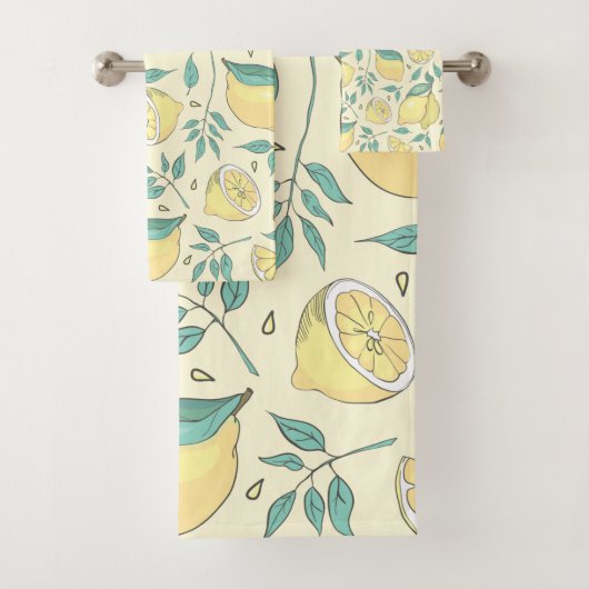 Modern Lemon Citrus Summer yellow Personalized Bad Handdoek (Insitu)