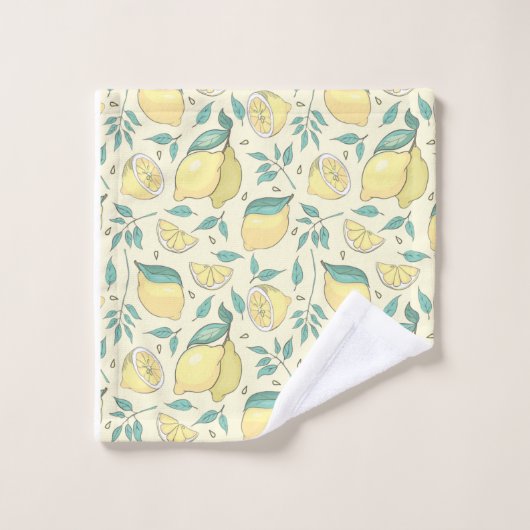 Modern Lemon Citrus Summer yellow Personalized Bad Handdoek (Wasdoekje)