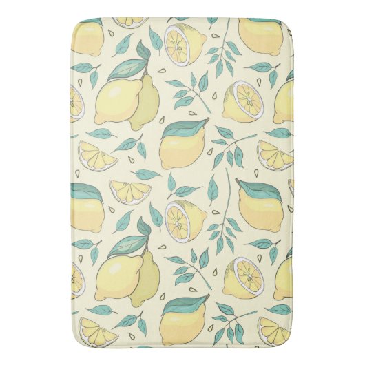 Modern Lemon Citrus Summer yellow Personalized Badmat (Voorkant Verticaal)