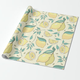 Modern Lemon Citrus Summer yellow Personalized Cadeaupapier