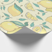 Modern Lemon Citrus Summer yellow Personalized Cadeaupapier (Hoek)