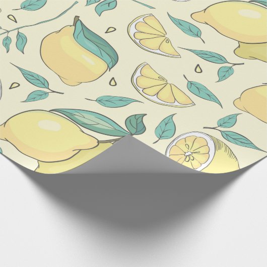 Modern Lemon Citrus Summer yellow Personalized Cadeaupapier (Hoek)