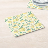 Modern Lemon Citrus Summer yellow Personalized Kartonnen Onderzetters (Schuin)