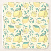 Modern Lemon Citrus Summer yellow Personalized Kartonnen Onderzetters (Voorkant)
