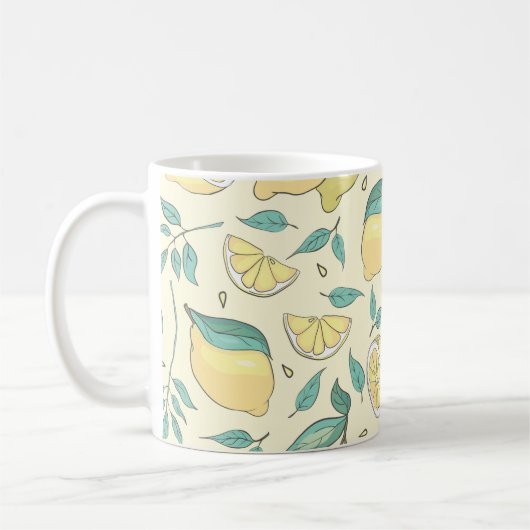 Modern Lemon Citrus Summer yellow Personalized Koffiemok (Links)
