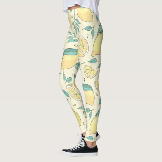 Modern Lemon Citrus Summer yellow Personalized Leggings (Links)