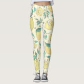 Modern Lemon Citrus Summer yellow Personalized Leggings (Voorkant)
