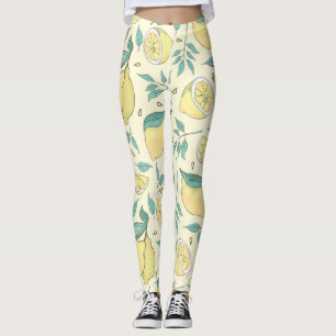 Modern Lemon Citrus Summer yellow Personalized Leggings