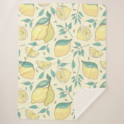 Modern Lemon Citrus Summer yellow Personalized Sherpa Deken (Voorkant)
