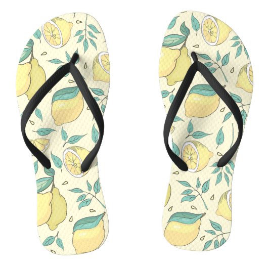 Modern Lemon Citrus Summer yellow Personalized Teenslippers (Voetbed)
